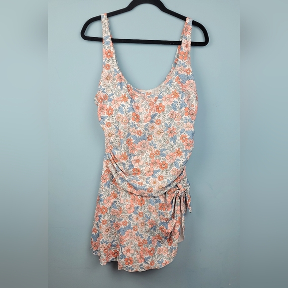 Eomenie One Piece Swimdress Swimsuits Tummy Control Orange Floral Print 18W - Picture 5 of 16